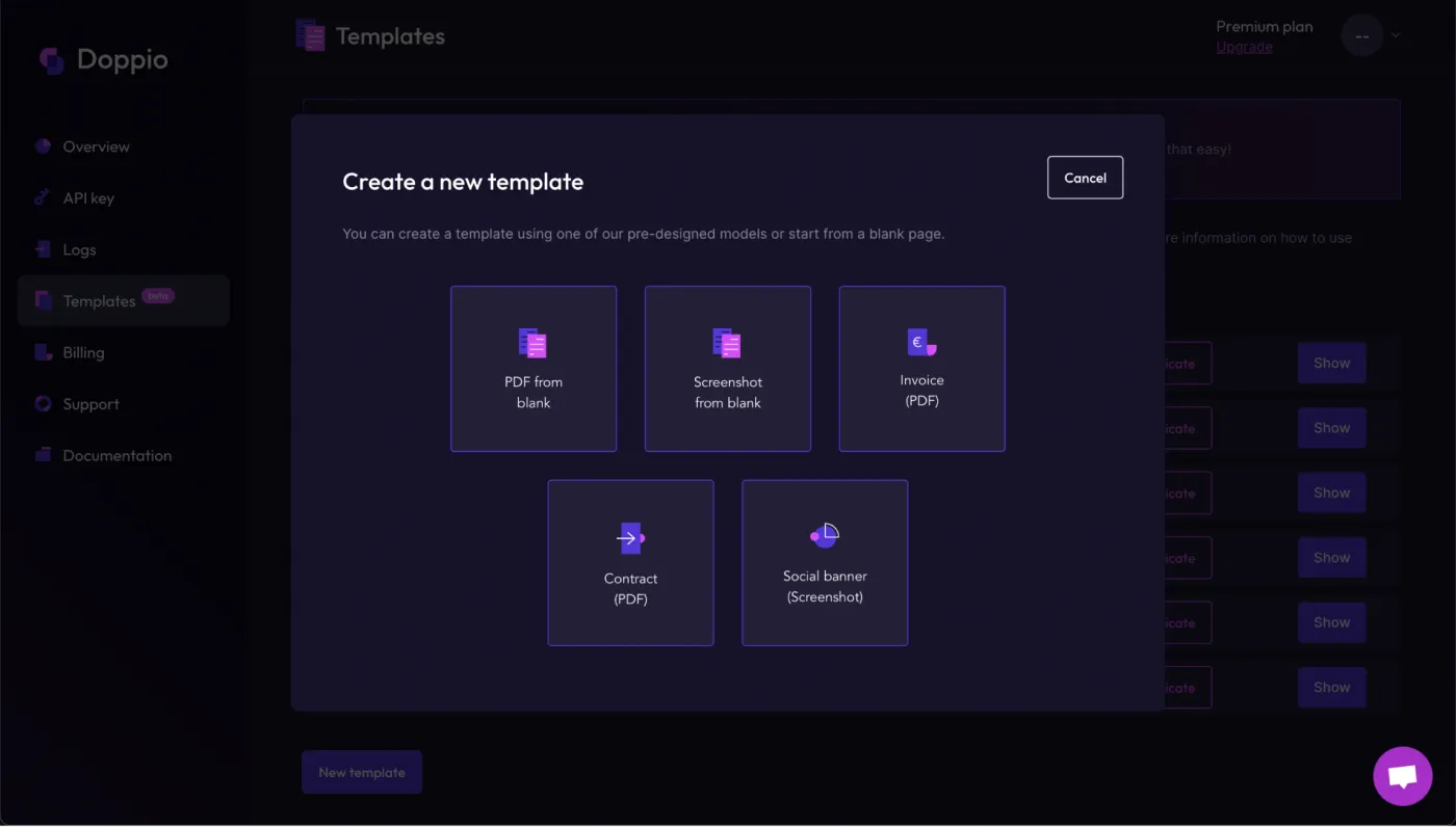 Doppio template feature