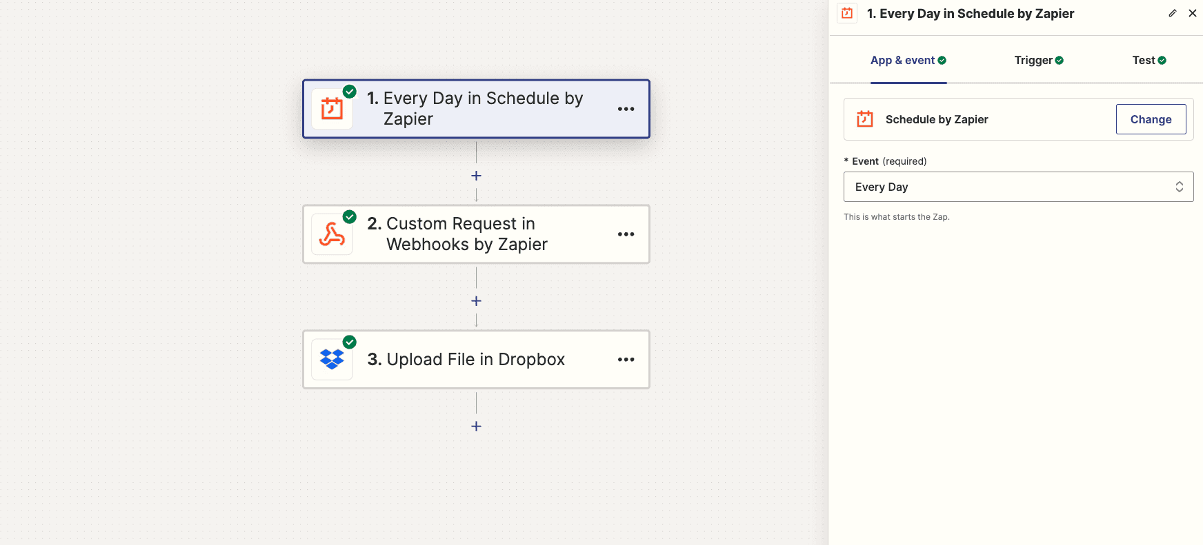 Zapier trigger setup